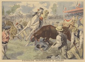 Fin sanglante de la traditionnelle marque des taureaux à Arles - French School